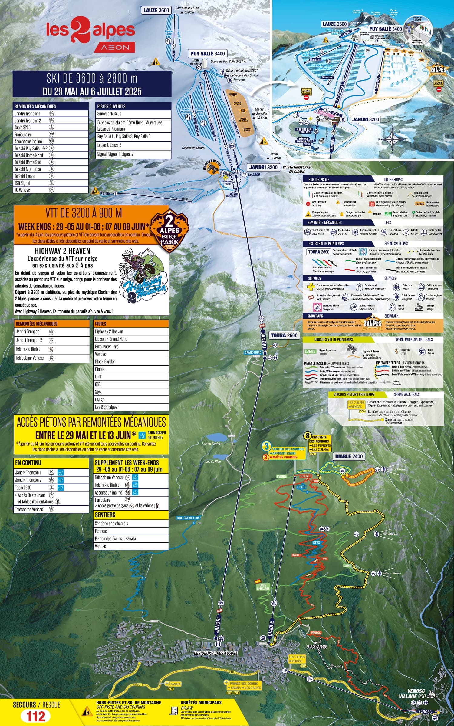 Maps of spring activities from 29/05/2025 to 06/07/2025 Les 2 Alpes