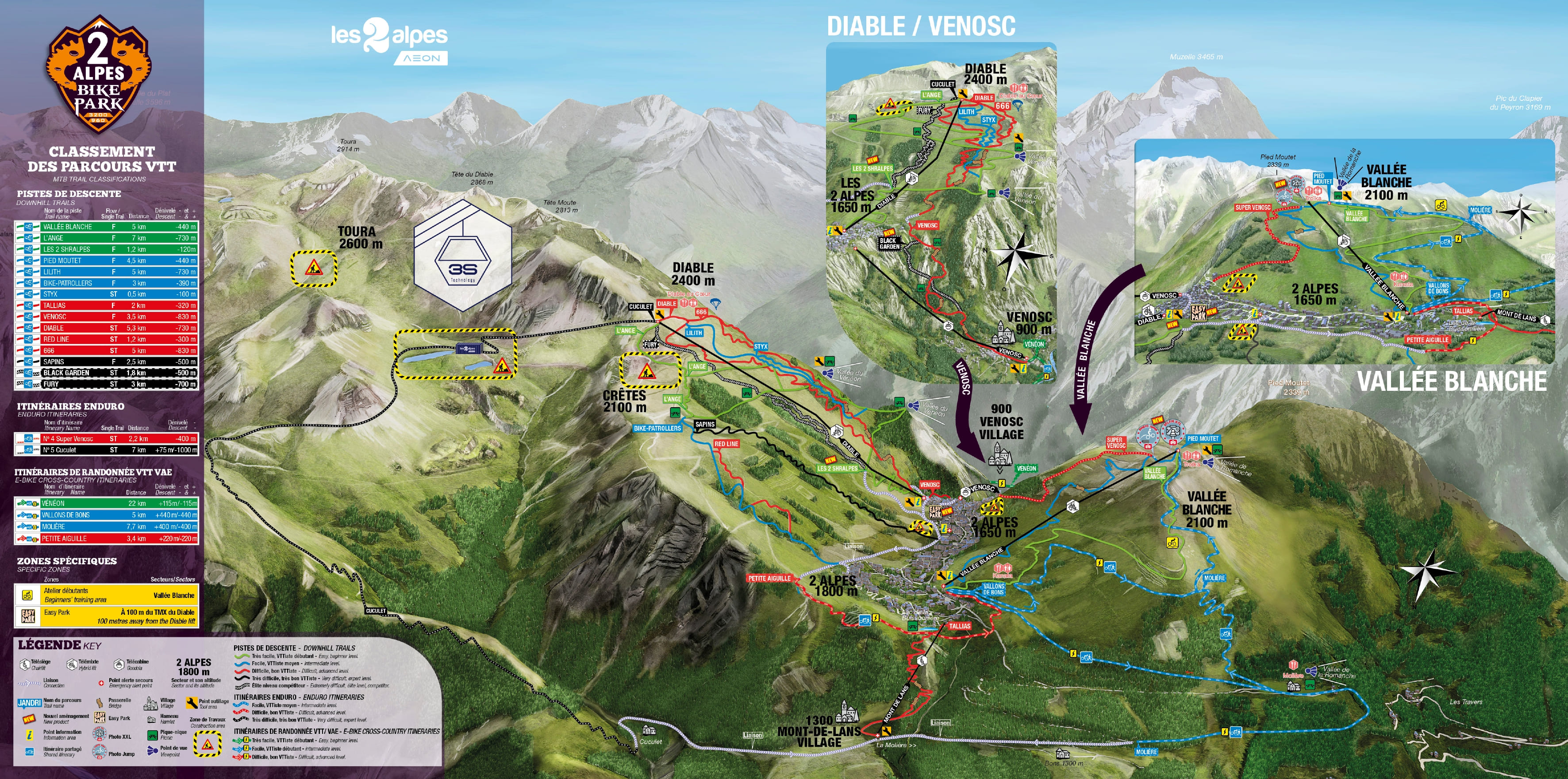 map of Les 2 Alpes bike park
